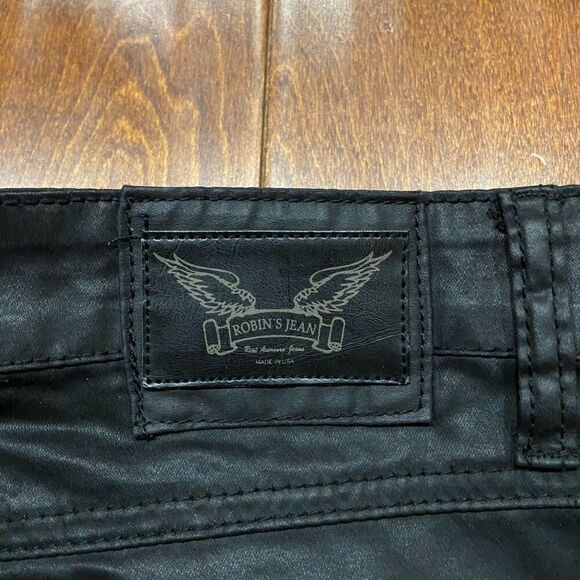 Robin's Jeans Ribbed Moto Zipper Straight Leg Black White Pants Men's 40 x 34 - Picture 2 of 14